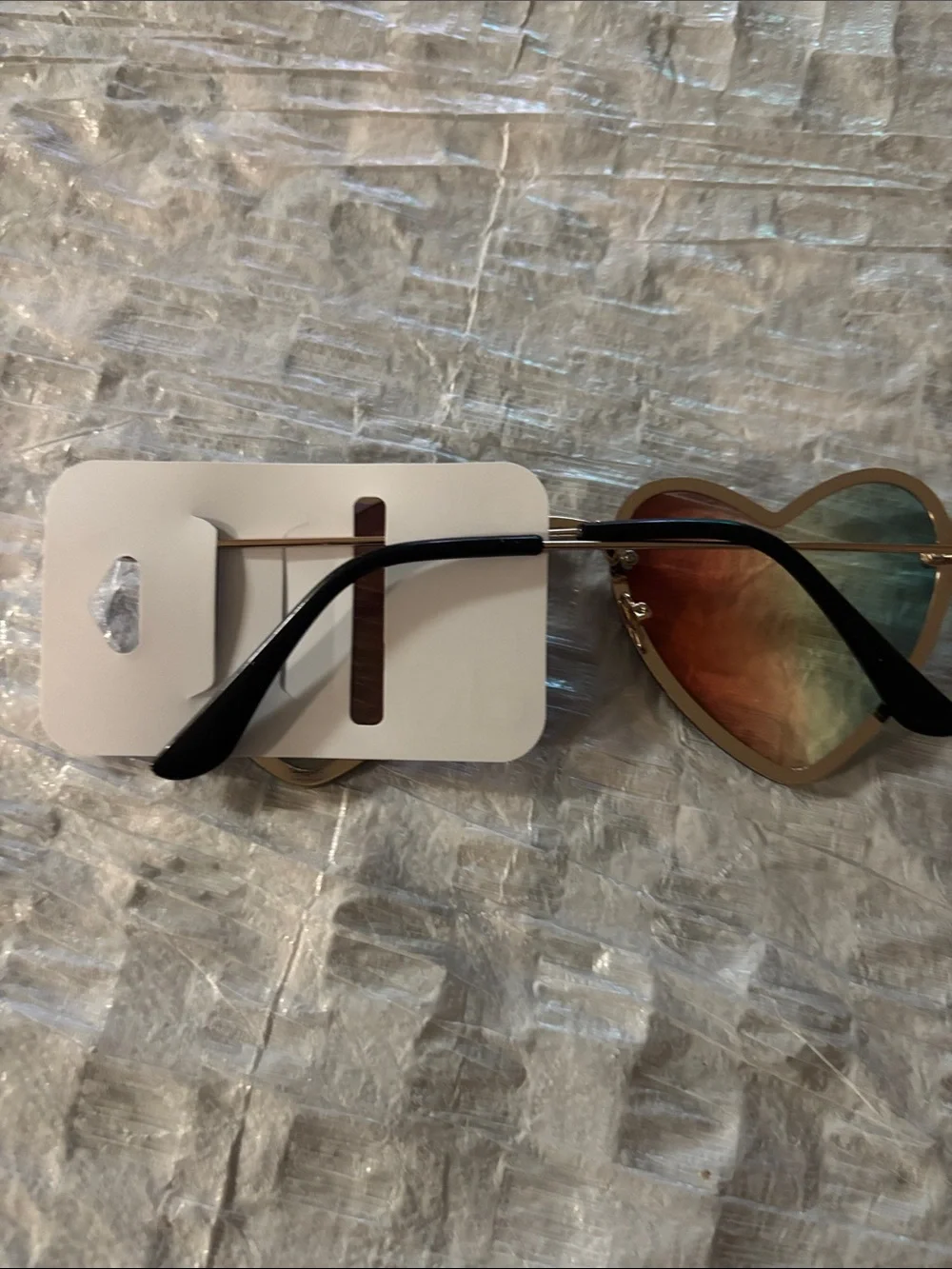 Claire's Heart-Shaped Sunglasses - Orange, Green, Blue Gradient